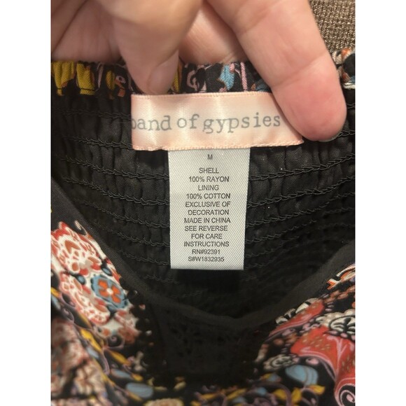 Band Of Gypsies Black Floral Strappy Bustier Cotton Minidress Size Medium Casual - Picture 2 of 6